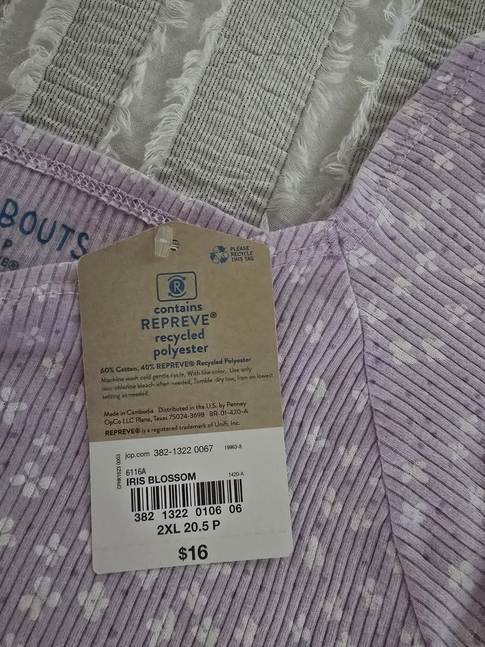 Lilac Floral Ribbed Tank Top - Picture 3 of 5